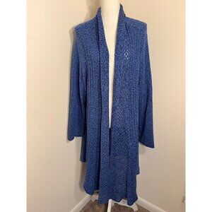 Kim Rogers Womens Open Front Knit Cardigan Sweater Blue 3X Lightweight Cozy